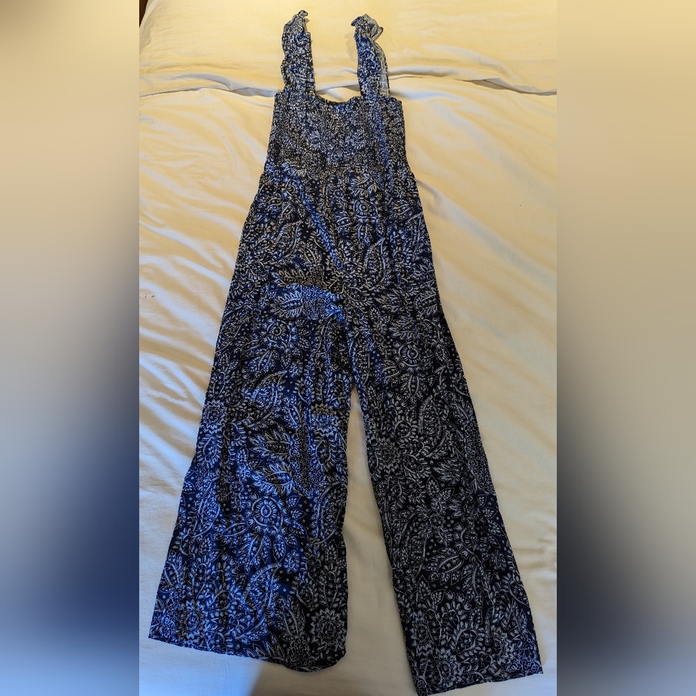Lucie Smocked Wide-Leg Jumpsuit in Paisley Garden
